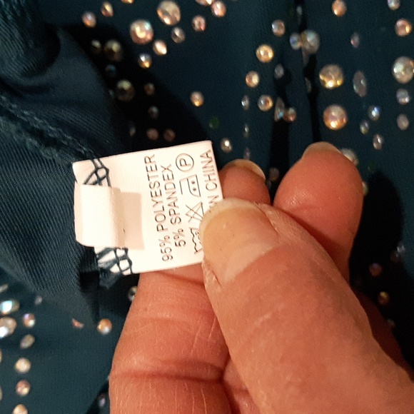 Forest green jumpsuit with multi colored rhinestones - Picture 10 of 10